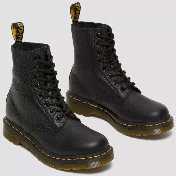 Dr. Martens 1460 Pascal Virginia Leather Combat Boots in Black, Size 8 - Picture 1 of 14